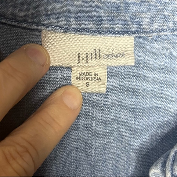 J Jill Denim Chambray Long Sleeve Shirt Button Women Small Blue Casual Career - Picture 4 of 7